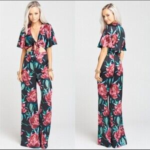 NWT Show Me Your MuMu Jenna Jumpsuit Ruby Bloom XS Black Tropical Floral